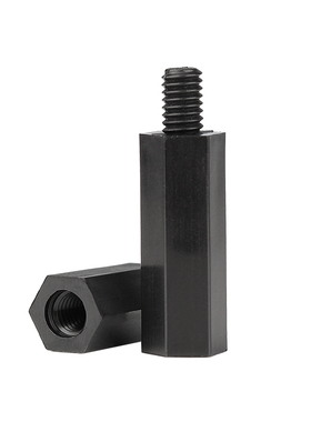 M2M2.5M3黑色单头六角尼龙柱A隔离柱塑料绝缘支撑柱PC板间隔柱螺