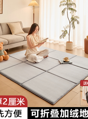 加厚可折叠地毯灰色客厅卧室秋冬打地铺宝宝爬爬垫防滑床边地垫