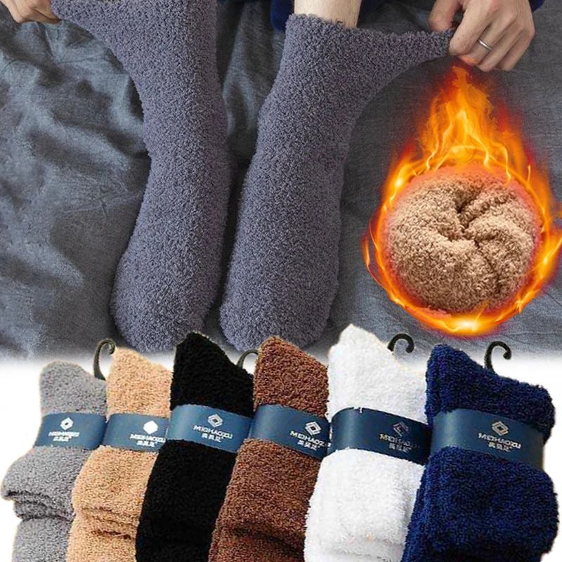 oose Socks Home Fluffy Stocking Thicken Thermal Mid-tube Sox