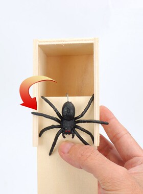 Funny Scare Box Prank Spider Wooden Fidget Anti-stress Inter