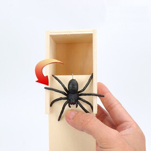 Funny Scare Box Prank Spider Wooden Fidget Anti-stress Inter