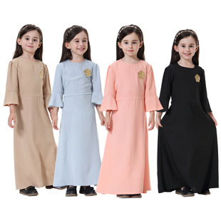 沙特阿拉伯马来女童女孩连衣裙 dubai girls abaya long dresses