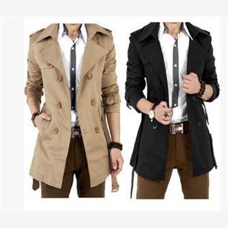 Medium and long style double-breasted trench coat for men 20