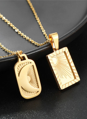 Fashion Atmosphere Necklace Square Moon Pendant accessories
