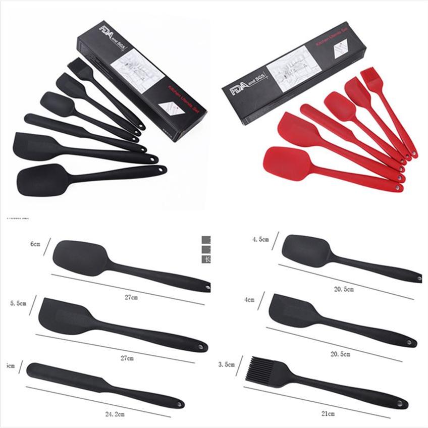 Silicone Mixing Batter Scraper Spatula set 硅胶奶油刮刀刷子