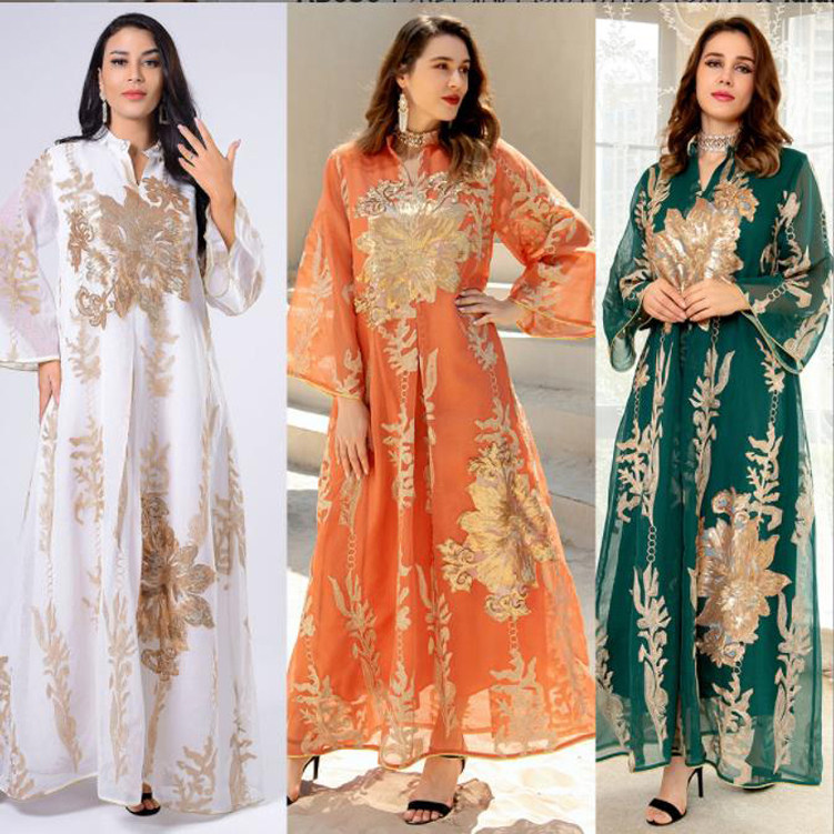 马来西亚民族女士长裙刺绣亮片连衣裙长袍 dresses
