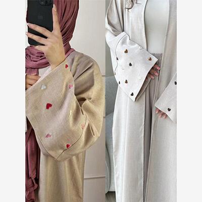 Dubai Arab Women Open Caftan阿拉伯中东迪拜爱心刺绣长袍开衫