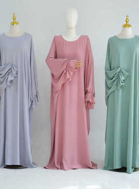 Dubai Arab Women Long Robe Dresses阿拉伯中东连衣裙长袍长裙女