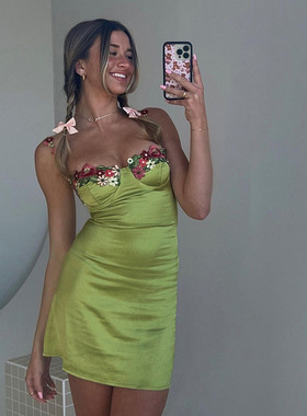 Knitted lace strap short dress sexy short skirt for women