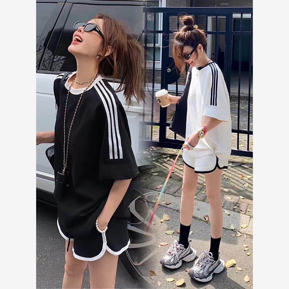 2026夏季新款纯棉时尚休闲运动套装女宽松显瘦卫衣阔腿裤两件套