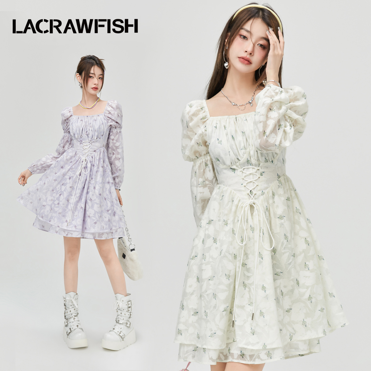 LACRAWFISH气质雪纺连衣裙