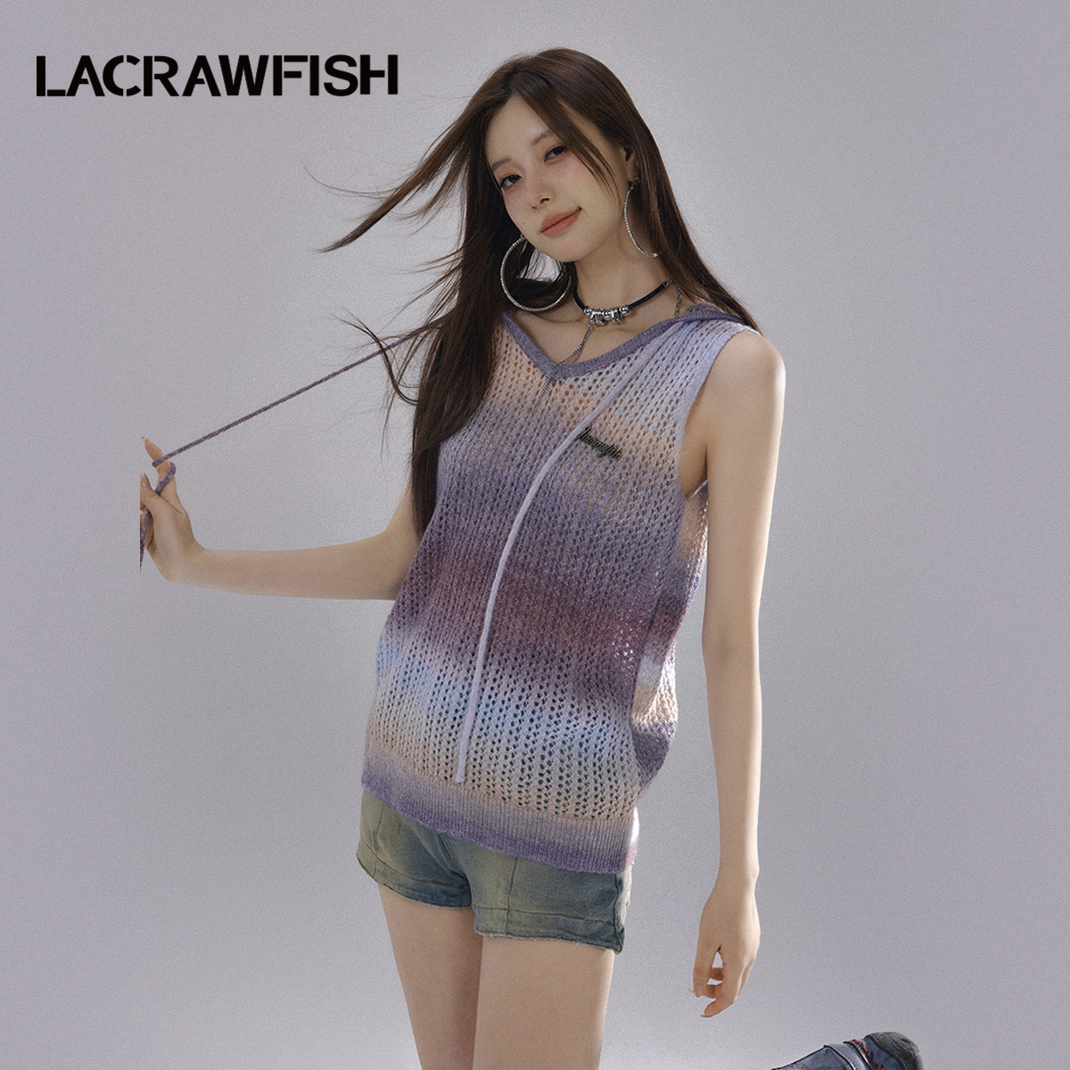 LACRAWFISH渐变宽松无袖上衣
