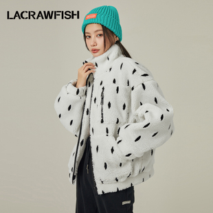 CRAWFISH盐系潮酷辣妹雪豹色立领宽松贴袋落肩仿羊羔绒外套女