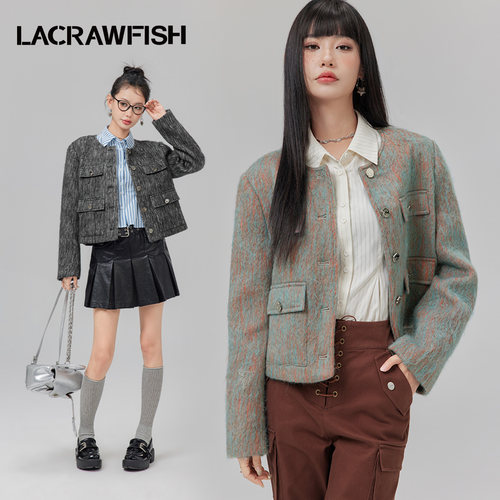 LACRAWFISH贵气短绒毛呢外套