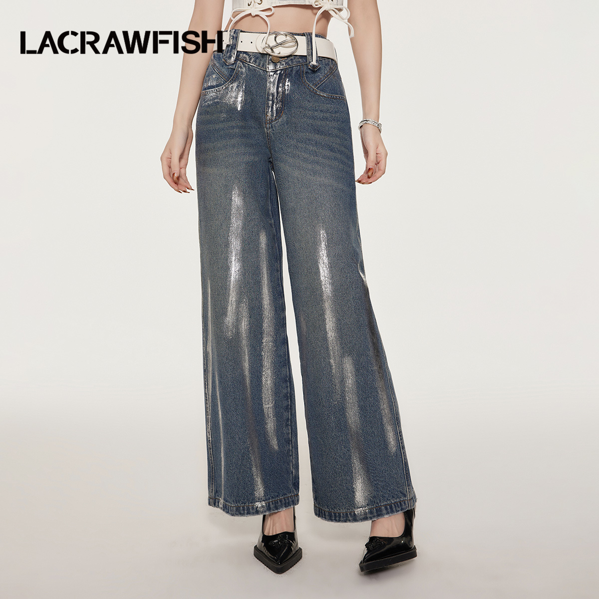 LACRAWFISH涂银渐变牛仔裤