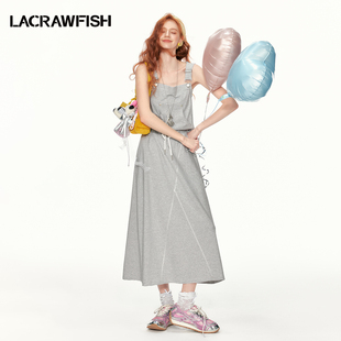 LA CRAWFISH夏季新款甜酷风拼接花边连帽背带连衣裙+抹胸套装女