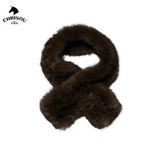 CHRISOUBYAN欧阳丹2025秋冬新款皮标兔毛围脖围巾