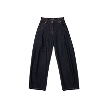 【瓦瓦妮莎】chrisoubydan欧阳丹25秋冬图案印花弯刀牛仔长裤