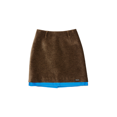 chrisoubydan欧阳丹2025秋冬新款撞色设计灯芯绒半裙