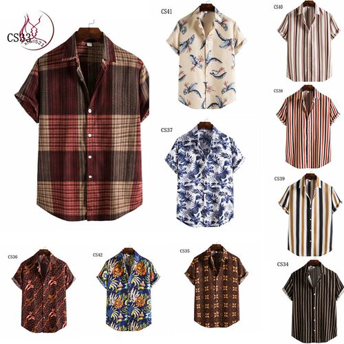 hawaiian shirt summer tops shirts for men 沙滩花衬衫 短袖男