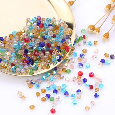 100pcs Big Bag Colorful 4mm Bicone Crystal Beads Glass