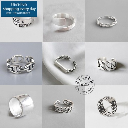 Vintage Silver Color Metal Punk Letter Open Rings Design Fi