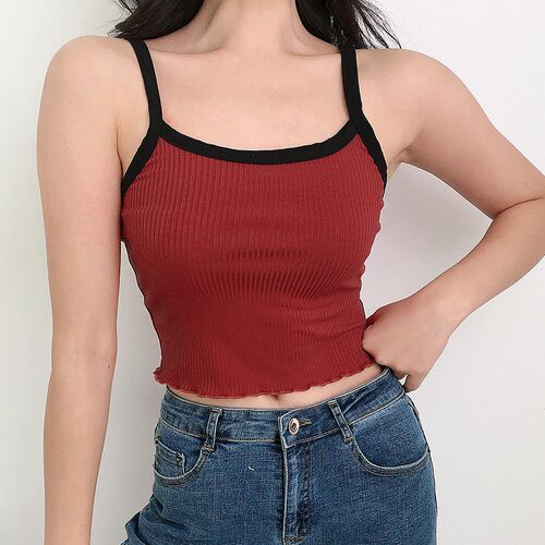 Women's Trendy Contrasting Small Vest Sling撞色内搭背心