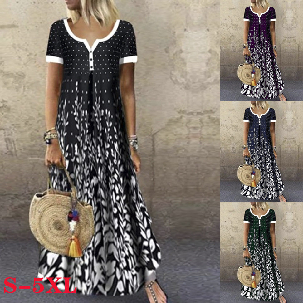 Summer short-sleeved dresses for women in size S-5XL大码裙图片