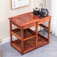 Bàn trà hộ gia đình bàn trà nhỏ bằng gỗ nguyên khối xe đựng trà bằng gỗ gụ bàn trà kiểu Trung Quốc mới ấm đun nước tích hợp tủ trà đơn giản bàn trà mặt đá chân gỗ