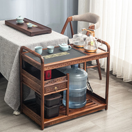Quán trà di động quả óc chó với bàn trà nhỏ kiểu Trung Quốc mới bằng gỗ nguyên khối xe đẩy ấm đun nước tích hợp bàn trà căn hộ nhỏ bàn pha trà