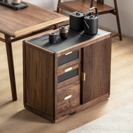 Tủ trà óc chó đen Bắc Mỹ, ấm đun nước di động, tích hợp tủ bên bàn trà gỗ nguyên khối, bàn phụ căn hộ nhỏ, bàn trà nhẹ sang trọng bàn trà nâng hạ