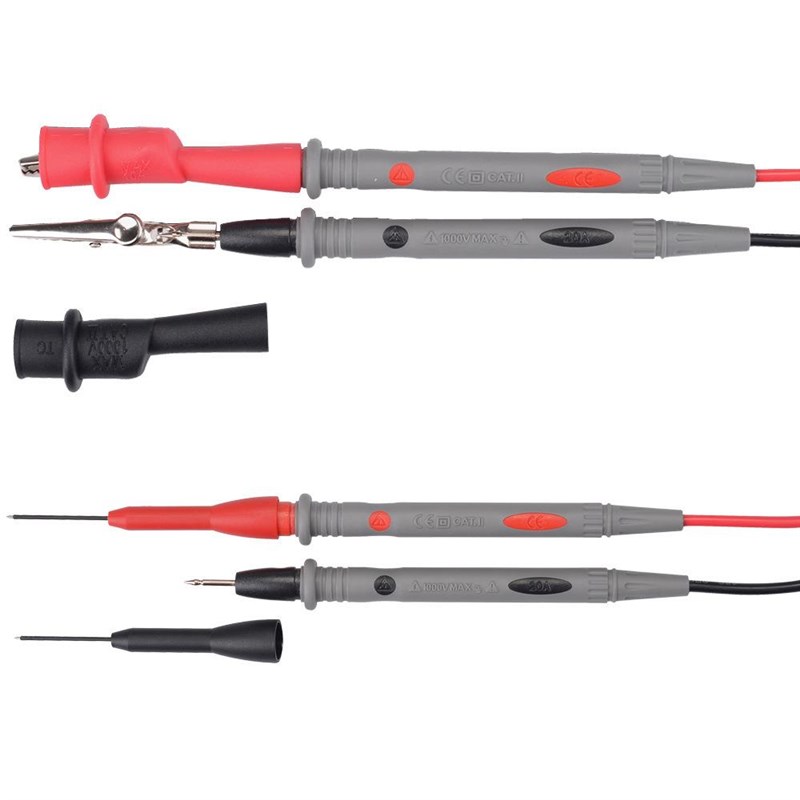 1000V 10A 灰n色双色万用表笔  2mm 夹 测试引线探头电缆 表棒