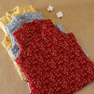 女士纯棉花手工盘扣马甲中国风复古中式马夹加厚保暖棉外穿坎肩冬