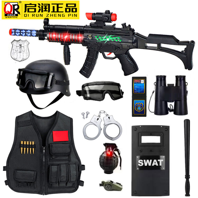 儿童迷彩服警察玩具枪学