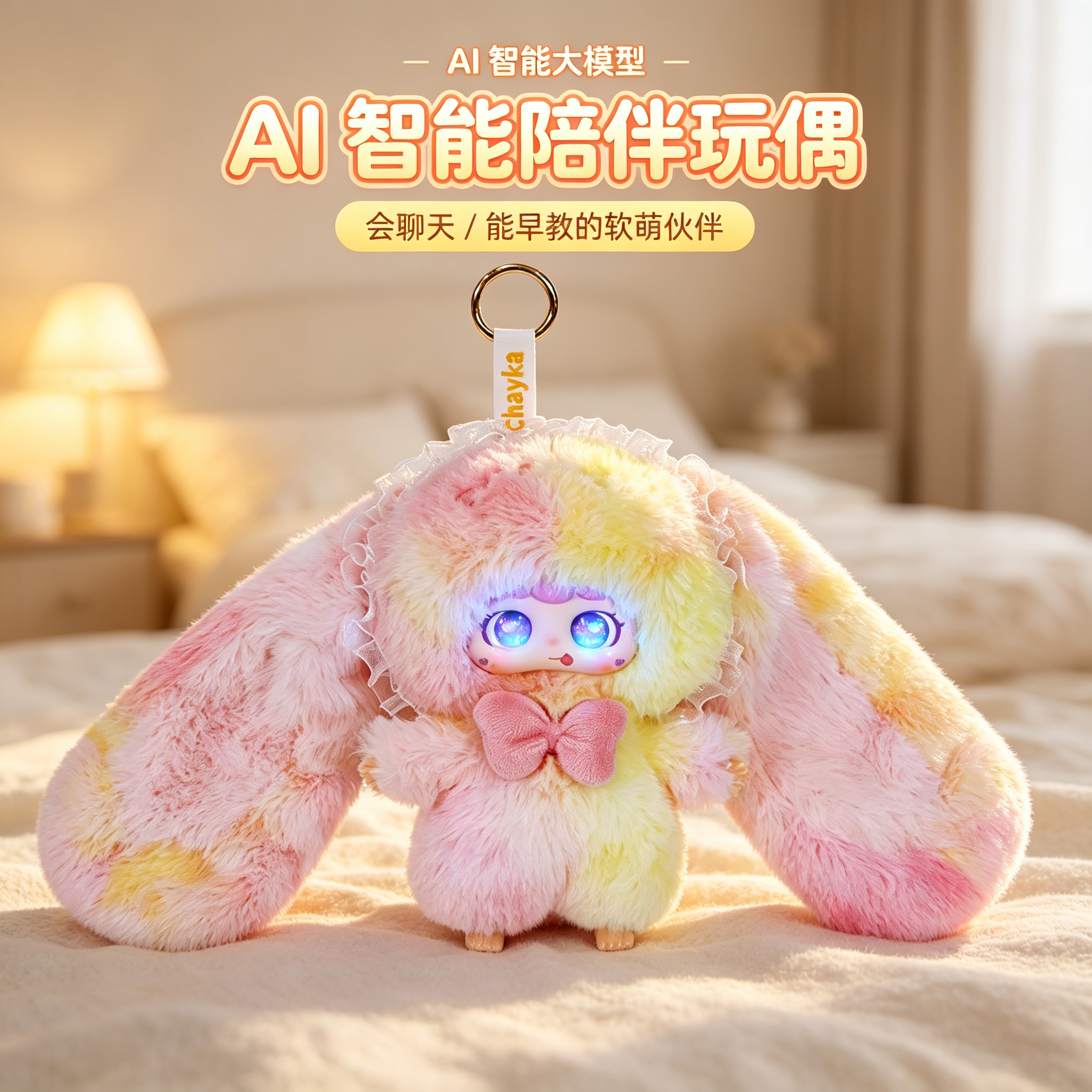 ai智能陪伴玩偶可爱毛绒兔子安抚玩具豆包对话女孩六一儿童节礼物