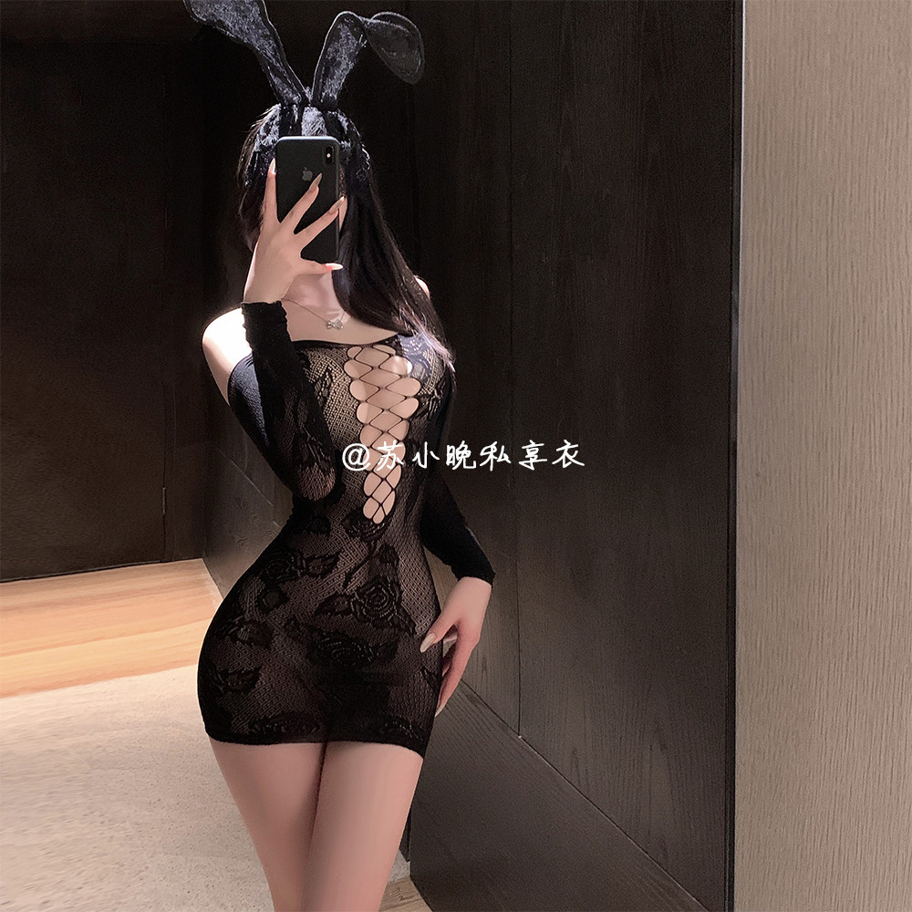 苏小晚 哥哥可以撕哦~性感情趣内衣小胸镂空包臀网衣睡衣情调趣味