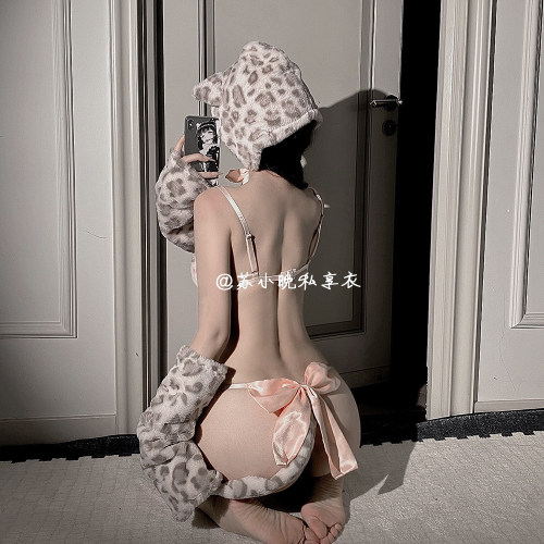 苏小晚 你的小野猫 内衣性感毛绒萌虎波点猫女三点式制服套装