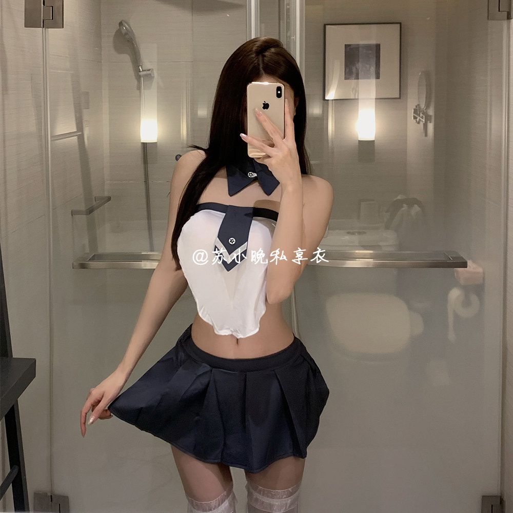 苏小晚纯欲校园风甜妹套装可爱蝴蝶结制服性感睡衣裙诱惑情趣内衣