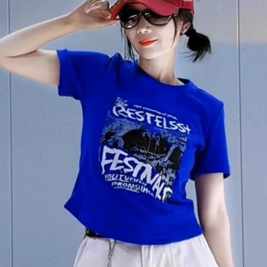 纤瑞雪夏季短袖纯棉透气跳舞显瘦T恤广场舞爵士舞百搭上衣