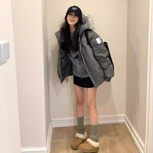 羽绒棉服派克服女款冬季2025新款小个子短款棉衣加厚外套情侣棉袄