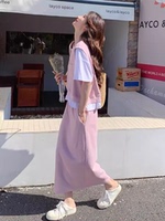 粉色休閑運(yùn)動(dòng)套裝女夏寬松假兩件