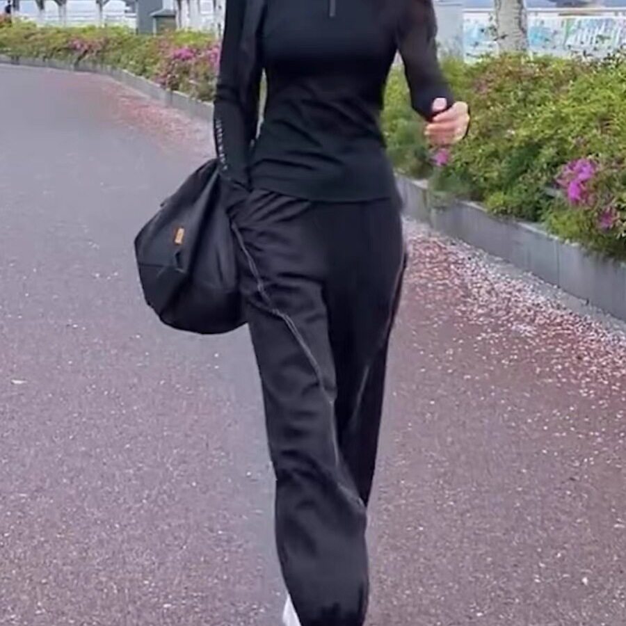 2025年春夏季防晒上衣立领修身显瘦透气速干裤跑步运动健身两件套