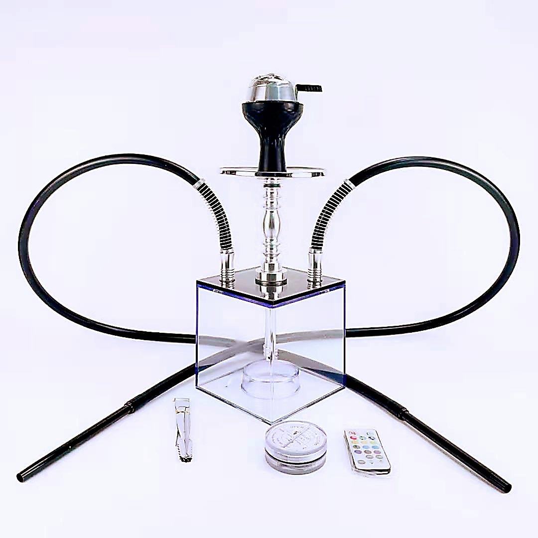 阿拉伯水烟 shisha 酒吧ktv家用四方亚克力全套烟膏壶 带灯送耗材