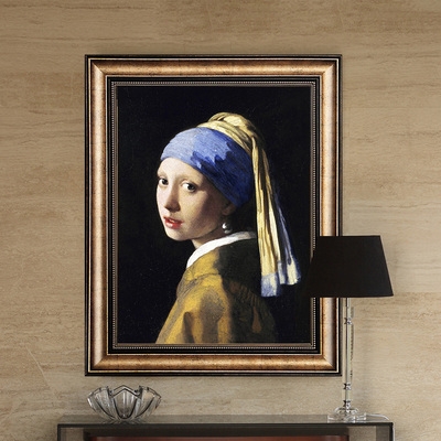 维米尔人x物油画装饰画戴珍珠耳环的少女欧式挂画肖像