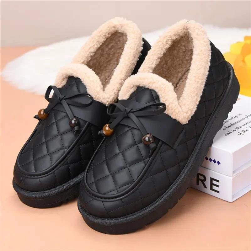 隐舒行远老北京棉鞋女防滑妈妈鞋一脚蹬毛g毛鞋冬季加绒豆豆鞋防