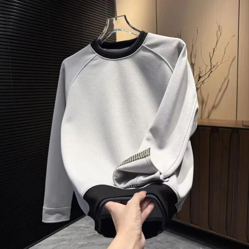 仕咖服装高定轻奢拼色t文x艺秋季新款设计感潮流百搭休闲男士卫衣