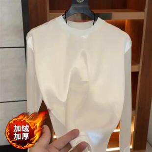 2026欧货秋冬新款男士圆领T恤新中式男款休闲圆领长袖时尚上衣