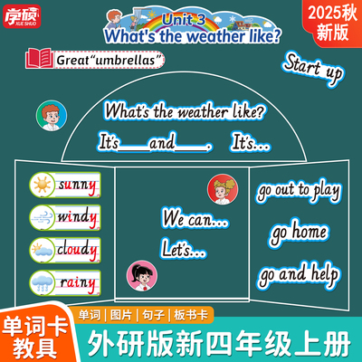 新外研版四年级四线三格单词卡片