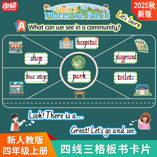 新人教版四年级四线三格单词卡片