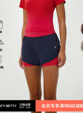 SweatyBetty Tempo Run 二合一 宽松3英寸跑步运动短裤女SB8828